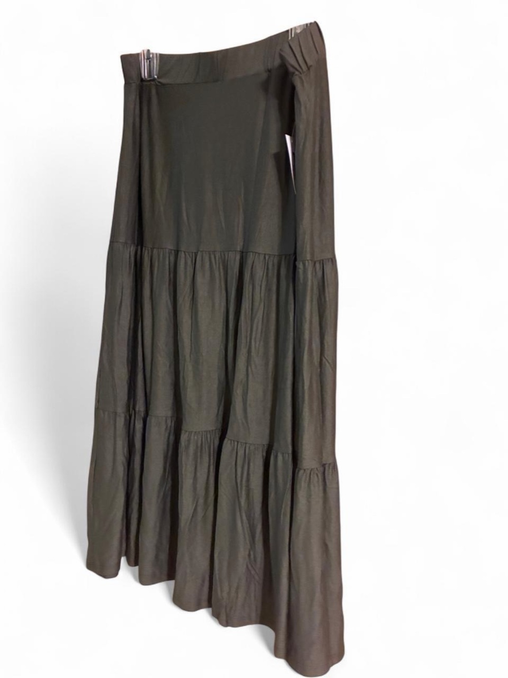 Women's Tiered Maxi Skirt in Dark Olive